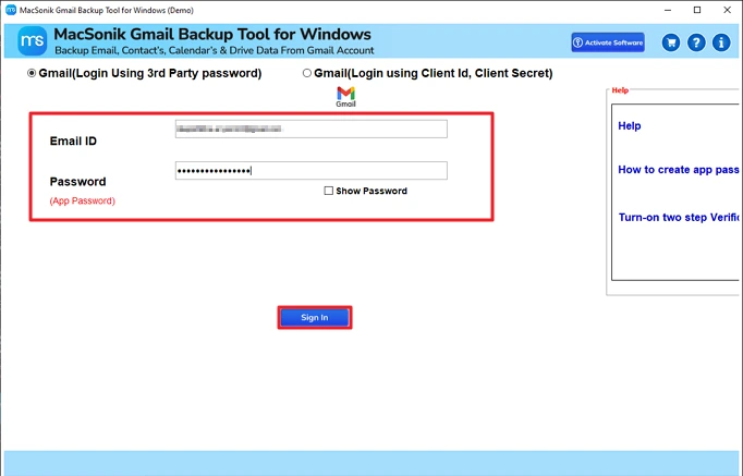 Use Gmail credentials to Sign in