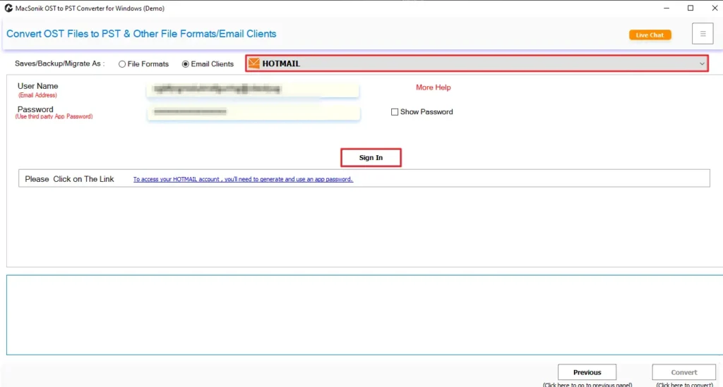 Import OST to Hotmail