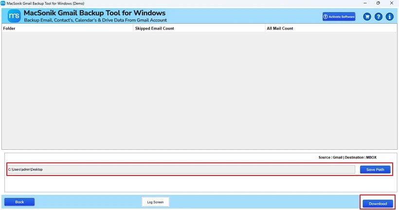 Install and Open Gmail Backup Tool and Log in with App password.