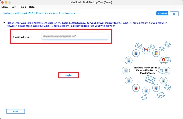 log in with Gmail credentials