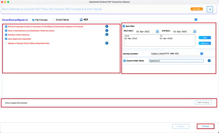 apply the filters and click Convert